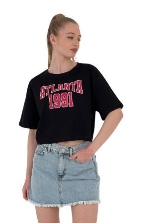 Oversize Letter Printed Short Crop T-Shirt - MISS POEM - Globality Store - Women Clothes Wholesale Turkey
