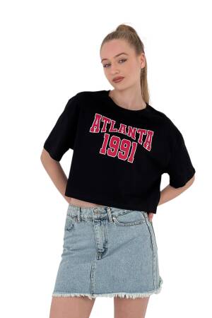 Oversize Letter Printed Short Crop T-Shirt - MISS POEM - Globality Store - Women Clothes Wholesale Turkey