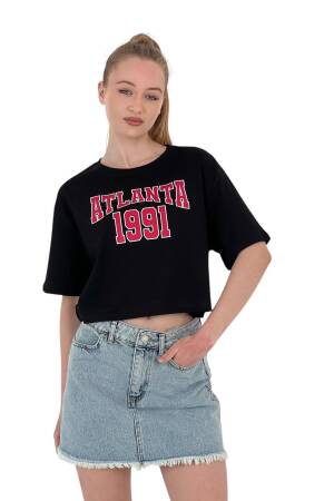 Oversize Letter Printed Short Crop T-Shirt - MISS POEM - Globality Store - Women Clothes Wholesale Turkey