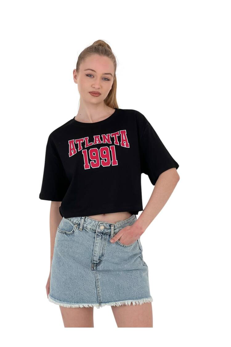 Oversize Letter Printed Short Crop T-Shirt