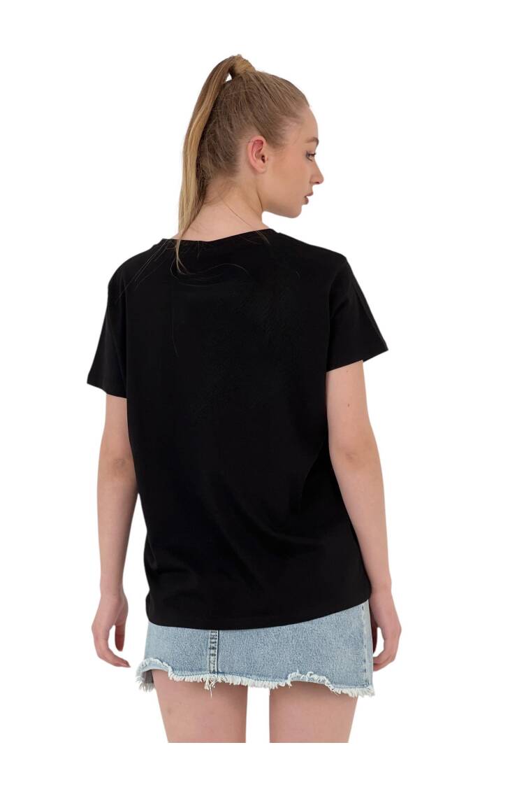 Chic Printed Black Oversized T-shirt