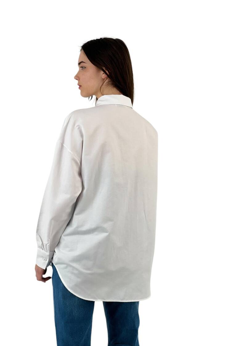 Oversize Shirt - Lip Embroidery Detailed