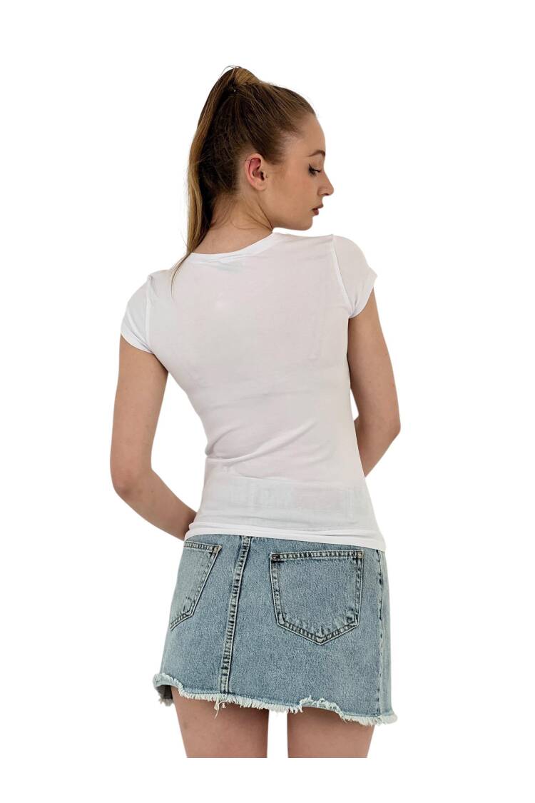 Short Sleeve SkinnyT-Shirt With Kissing Stones