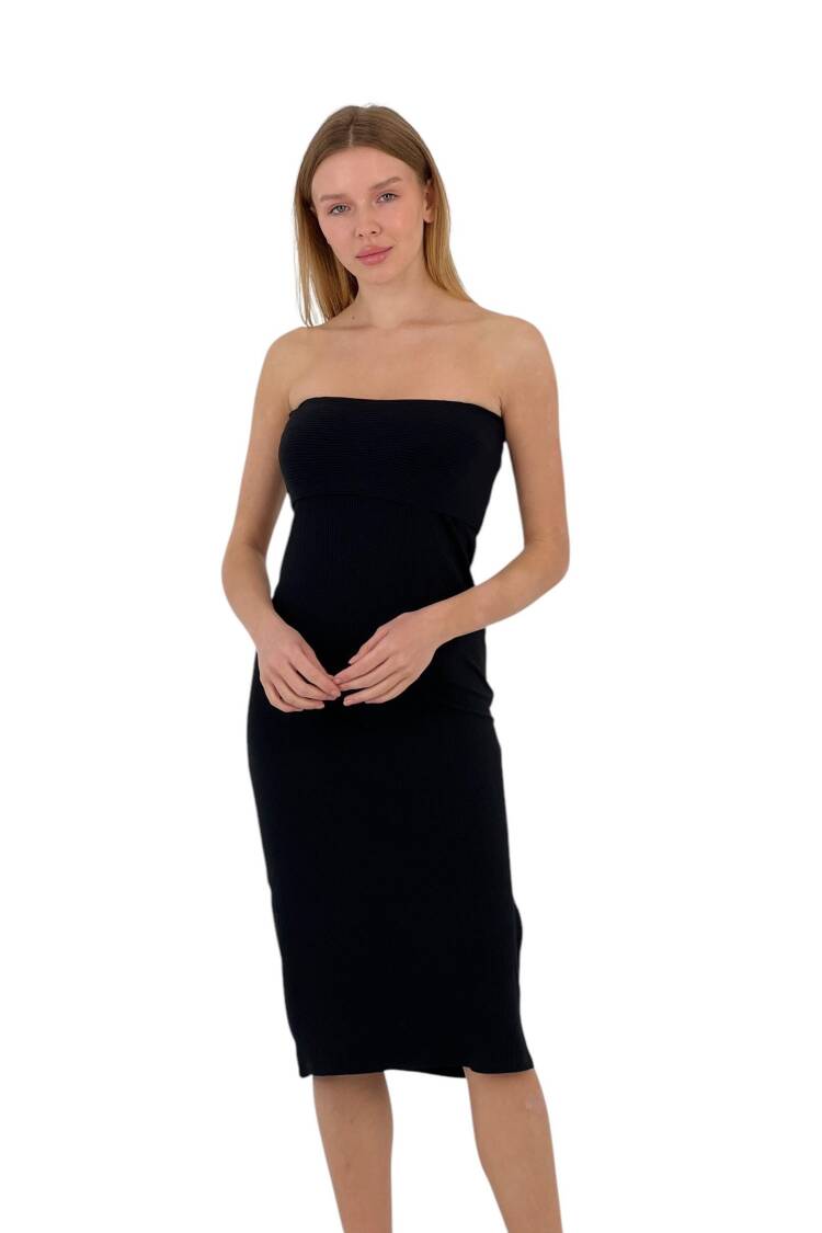 Textured Strapless Midi Dress - Four Color Options