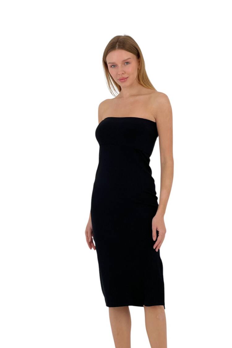 Textured Strapless Midi Dress - Four Color Options - MISS POEM - Globality Store - Women Clothes Wholesale Turkey