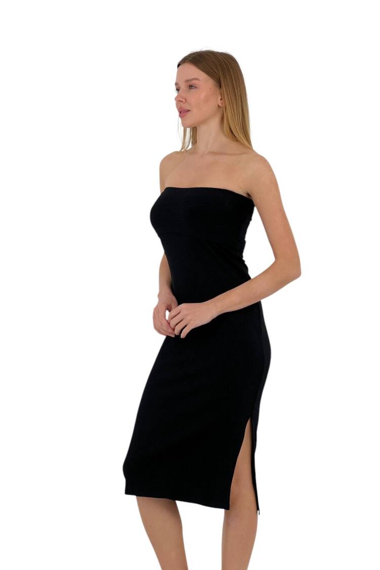 Textured Strapless Midi Dress - Four Color Options