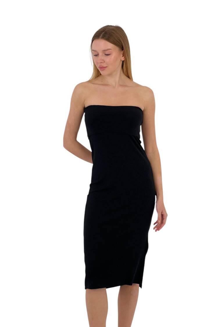 Textured Strapless Midi Dress - Four Color Options