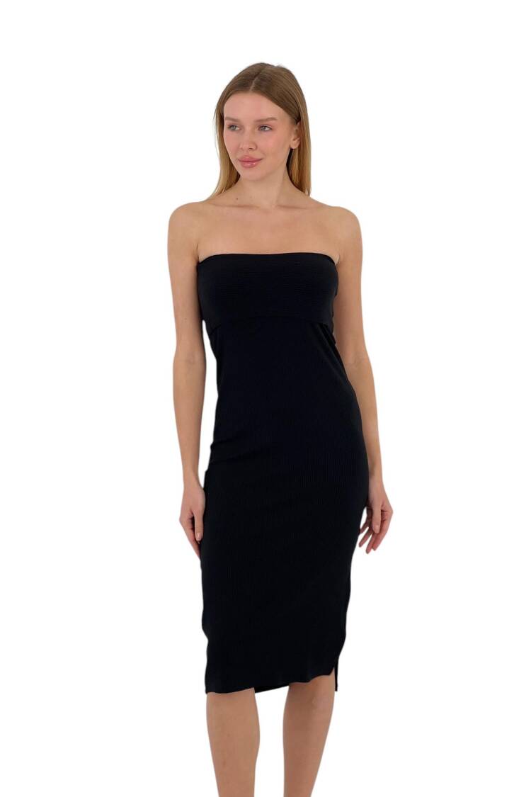 Textured Strapless Midi Dress - Four Color Options