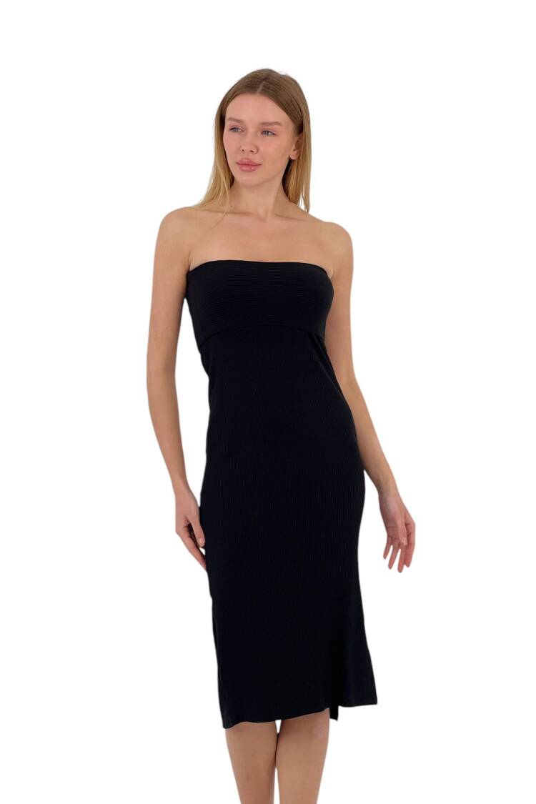 Textured Strapless Midi Dress - Four Color Options