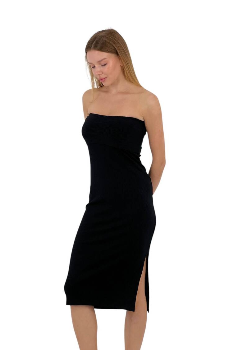 Textured Strapless Midi Dress - Four Color Options