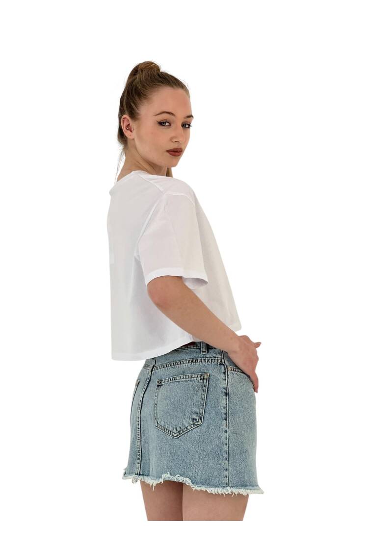 Oversize Letter Printed Short Crop T-Shirt