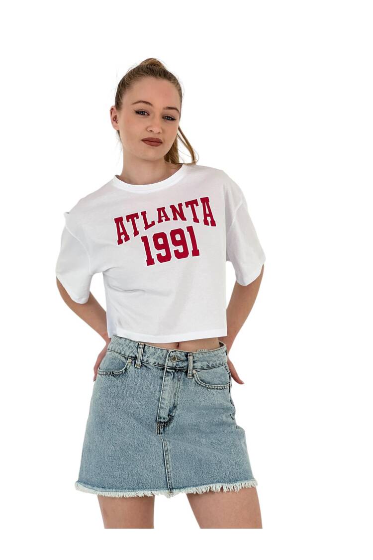 Oversize Letter Printed Short Crop T-Shirt - MISS POEM - Globality Store - Women Clothes Wholesale Turkey