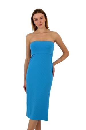 Textured Strapless Midi Dress - Four Color Options - MISS POEM - Globality Store - Women Clothes Wholesale Turkey