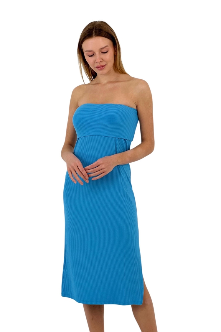 Textured Strapless Midi Dress - Four Color Options