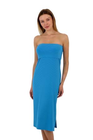 Textured Strapless Midi Dress - Four Color Options - MISS POEM - Globality Store - Women Clothes Wholesale Turkey