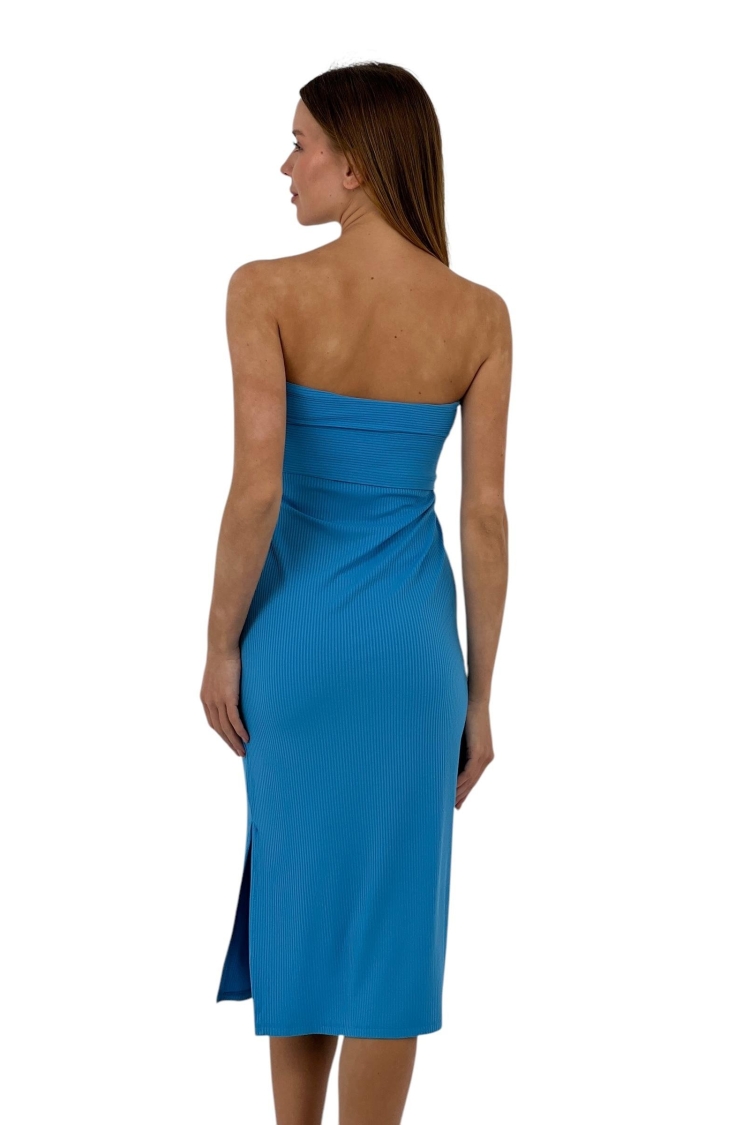 Textured Strapless Midi Dress - Four Color Options