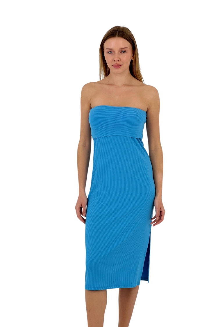 Textured Strapless Midi Dress - Four Color Options