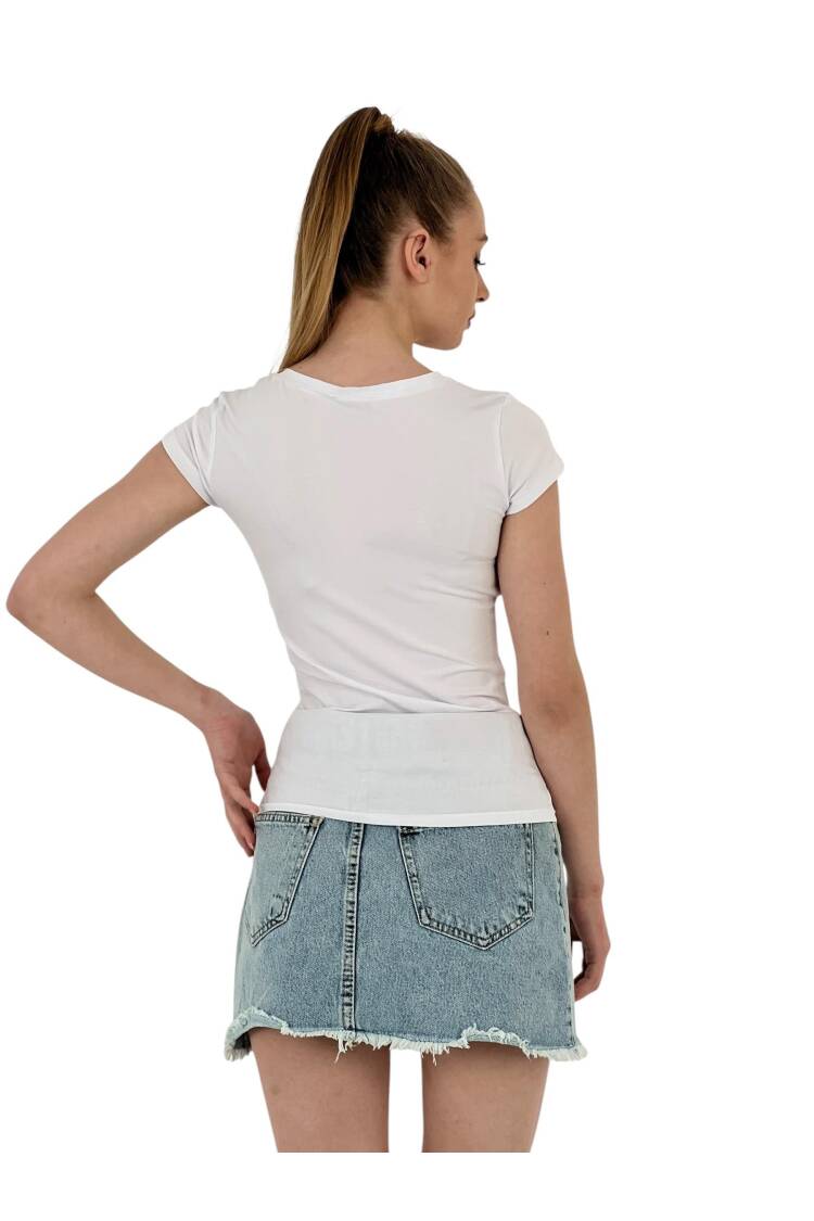 Summer Letter Print Short Sleeve Slim Black T-Shirt