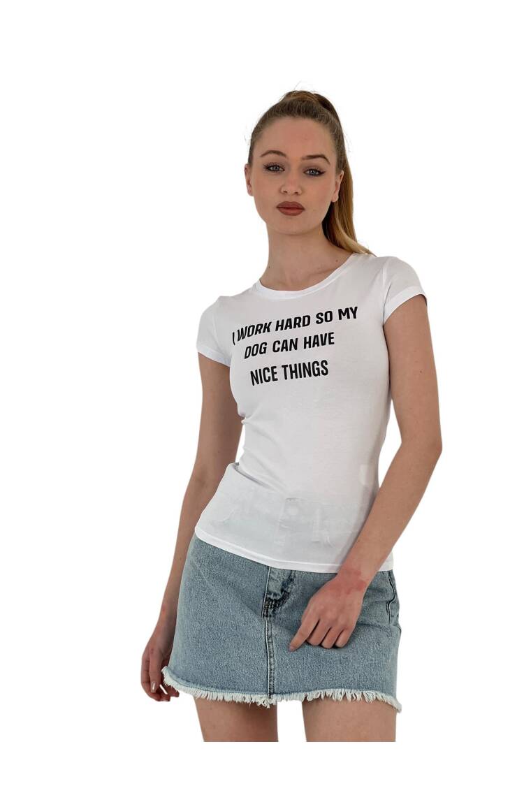Summer Letter Print Short Sleeve Slim Black T-Shirt