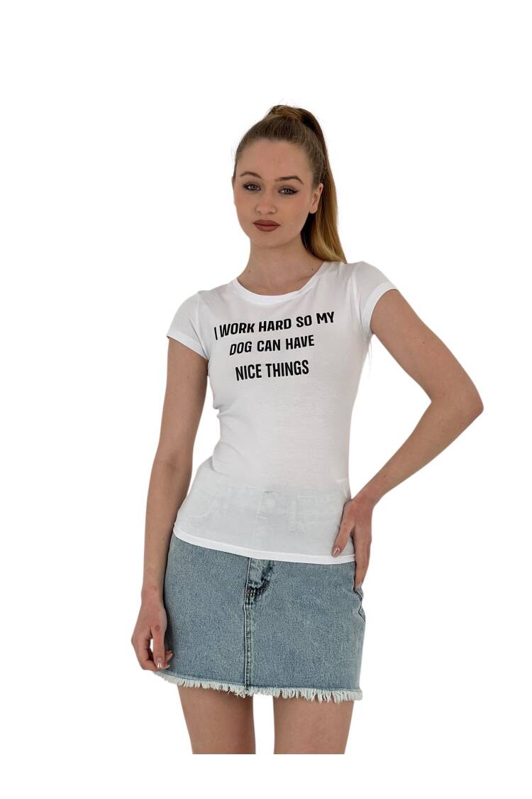 Summer Letter Print Short Sleeve Slim Black T-Shirt