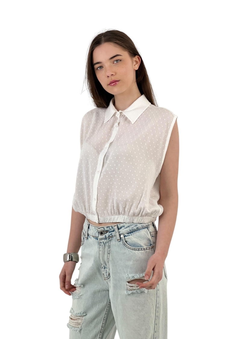 Textured Sleeveless Shirt - Summer Chic - MISS POEM - Globality Store - Women Clothes Wholesale Turkey