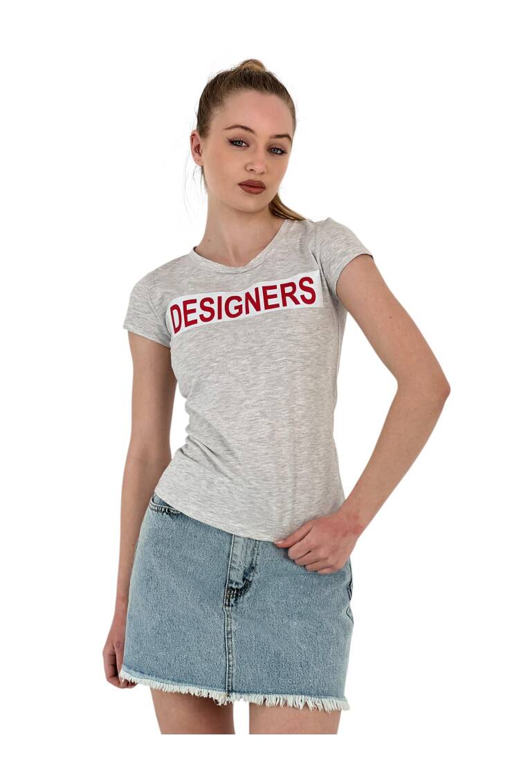 Summer Letter Print Short Sleeve Slim Black T-Shirt