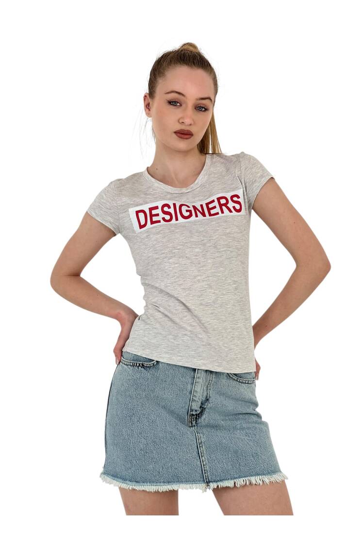 Summer Letter Print Short Sleeve Slim Black T-Shirt