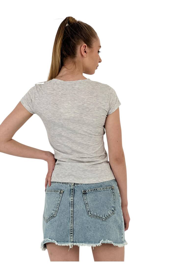 Summer Letter Print Short Sleeve Slim Black T-Shirt