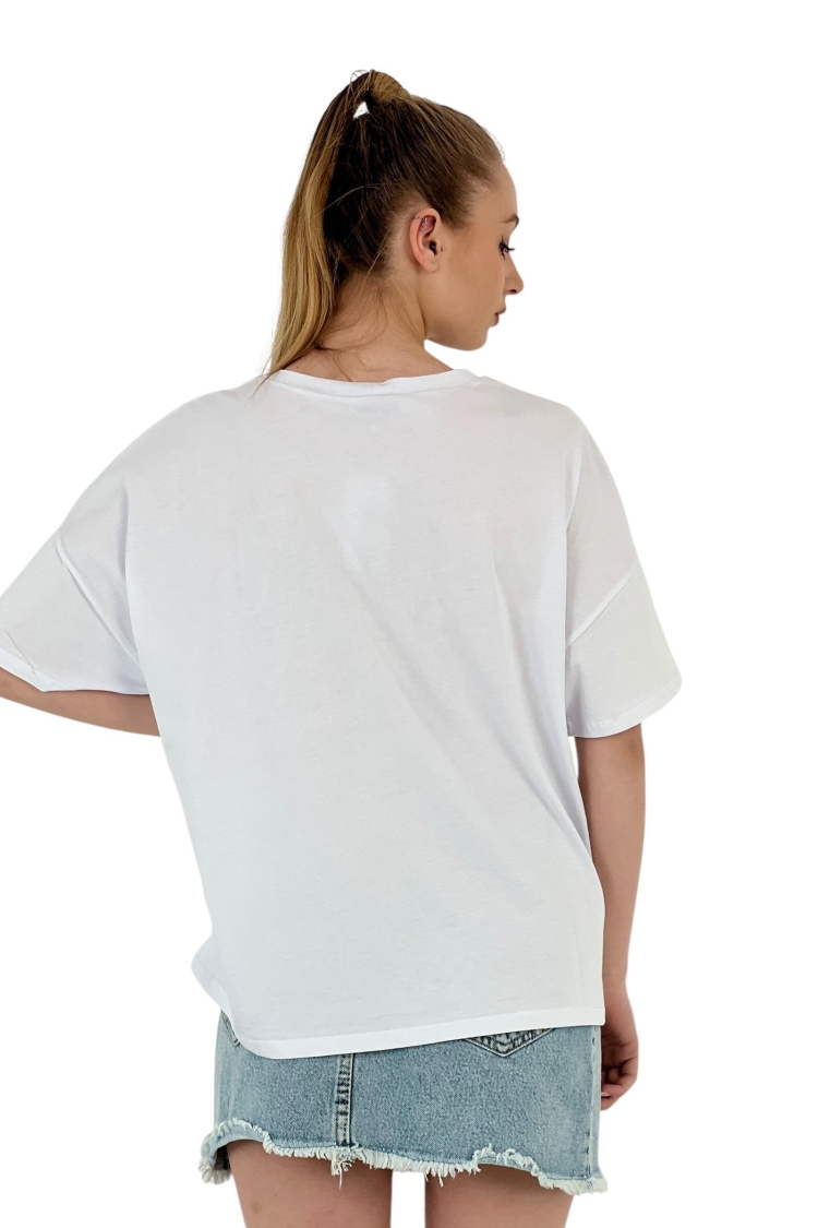 Born Printed Short Sleeve Summer White T-Shirt