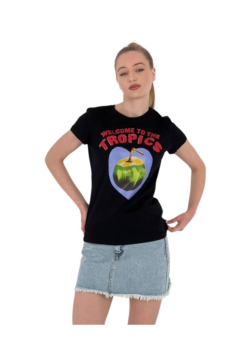 Fruit Printed Short Sleeve SummerT-shirt - MISS POEM - Globality Store - Women Clothes Wholesale Turkey