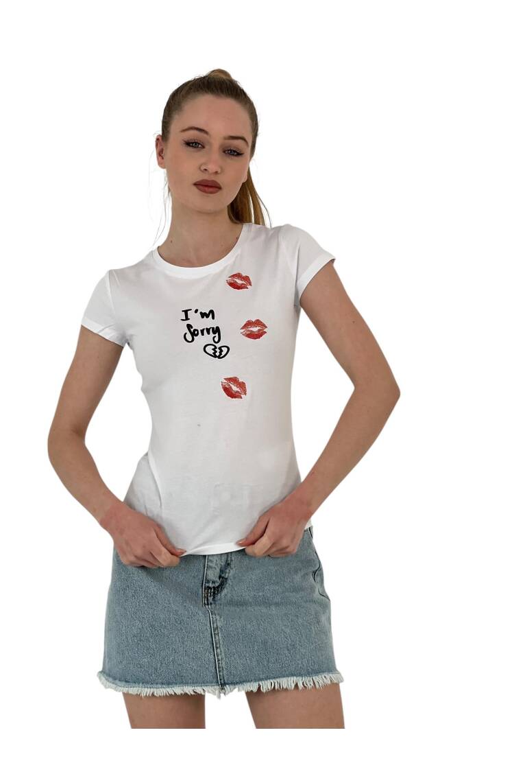 Kiss Printed Short Sleeve SkinnyT-Shirt