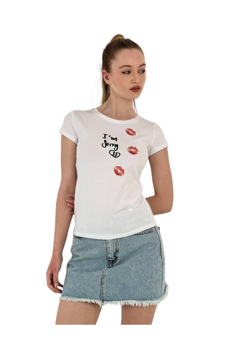Kiss Printed Short Sleeve SkinnyT-Shirt