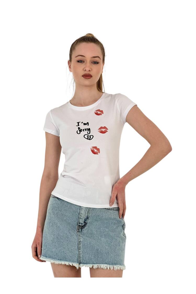 Kiss Printed Short Sleeve SkinnyT-Shirt
