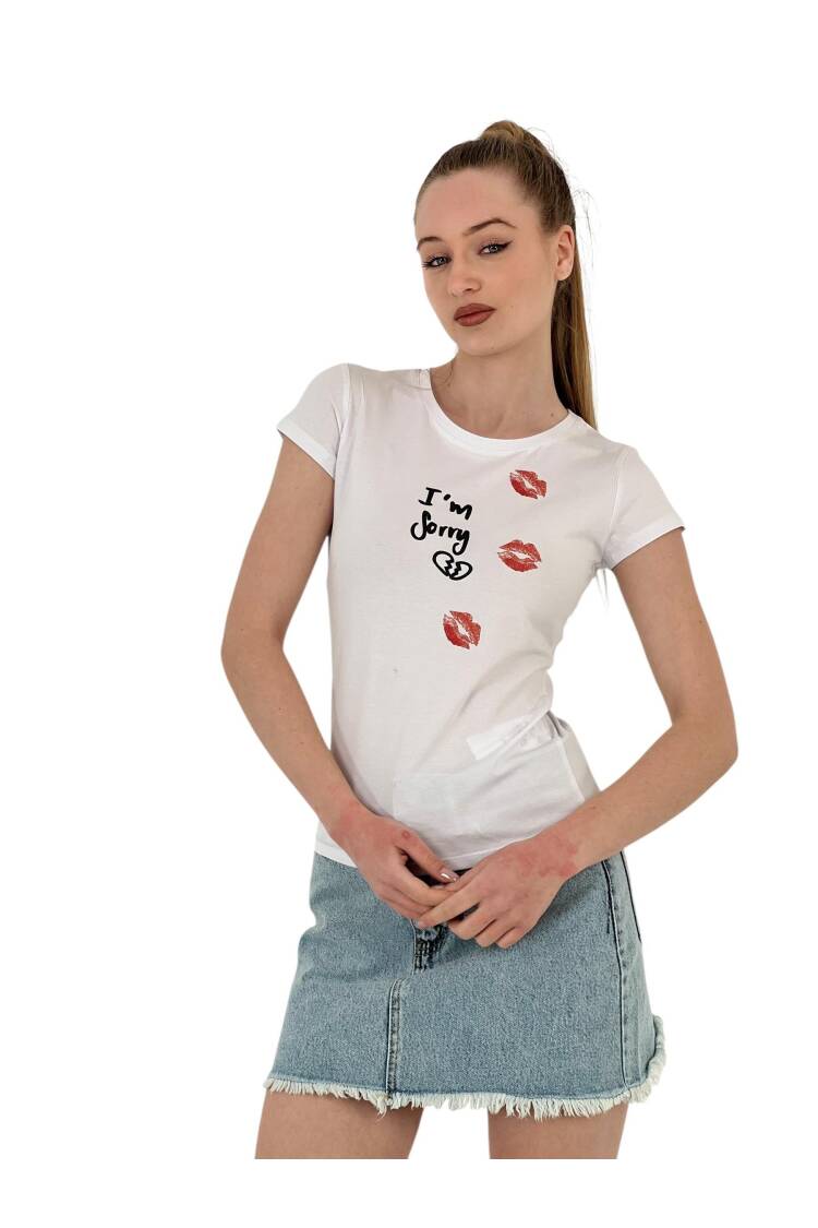 Kiss Printed Short Sleeve SkinnyT-Shirt
