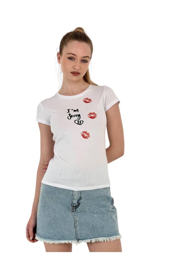 Kiss Printed Short Sleeve SkinnyT-Shirt