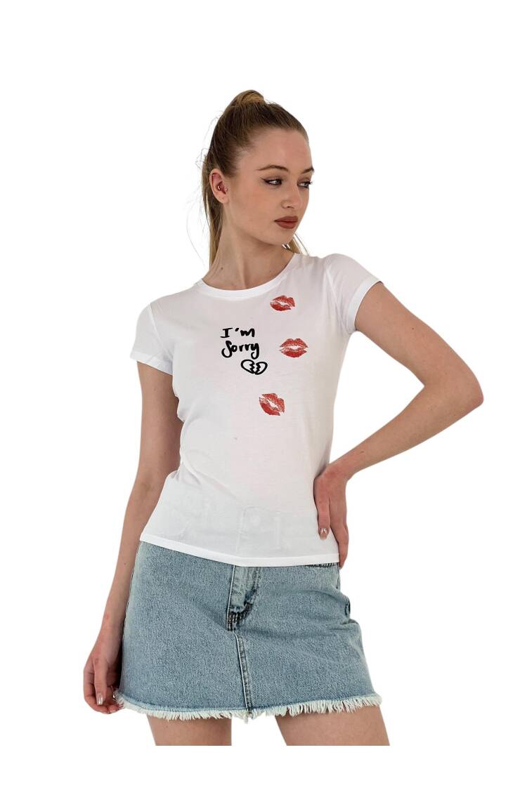 Kiss Printed Short Sleeve SkinnyT-Shirt