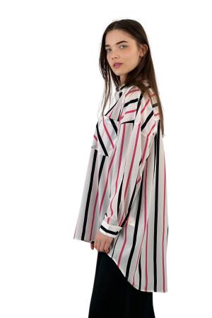 Striped Oversized Shirt - Two Color Options - MISS POEM - Globality Store - Women Clothes Wholesale Turkey