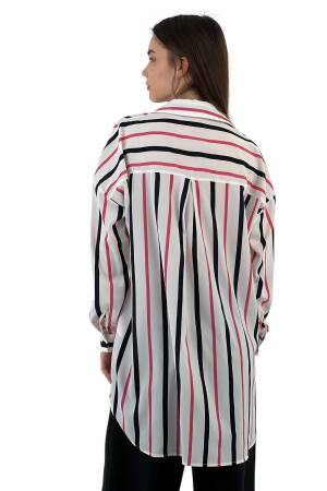 Striped Oversized Shirt - Two Color Options - MISS POEM - Globality Store - Women Clothes Wholesale Turkey