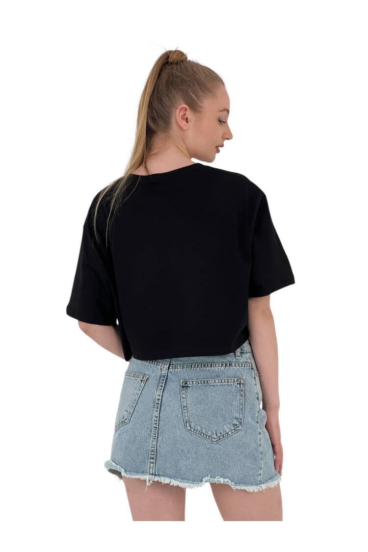 Oversize Floral Print Short White Crop T Shirt