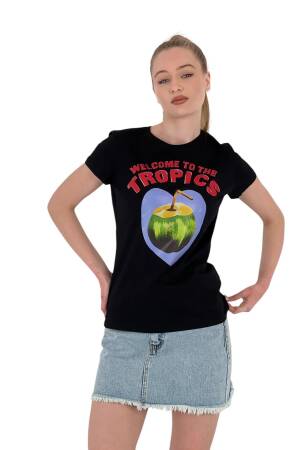 Walnut Printed T-Shirt —& White - MISS POEM - Globality Store - Women Clothes Wholesale Turkey
