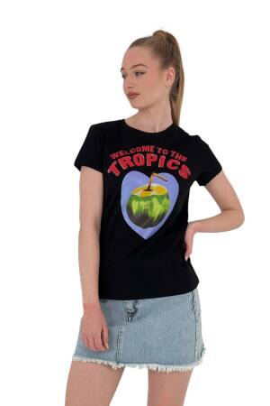 Walnut Printed T-Shirt —& White - MISS POEM - Globality Store - Women Clothes Wholesale Turkey
