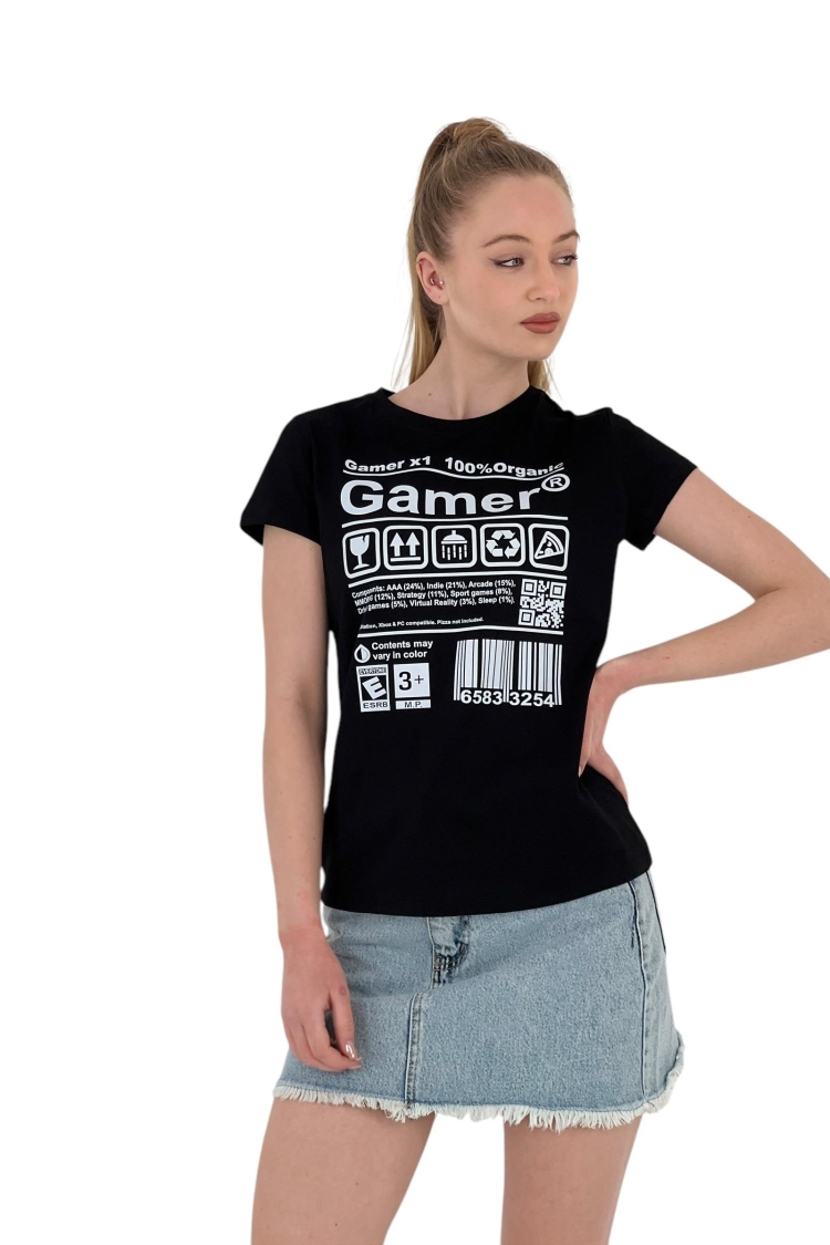 Gamer Printed Short Sleeve Summer White T-Shirt