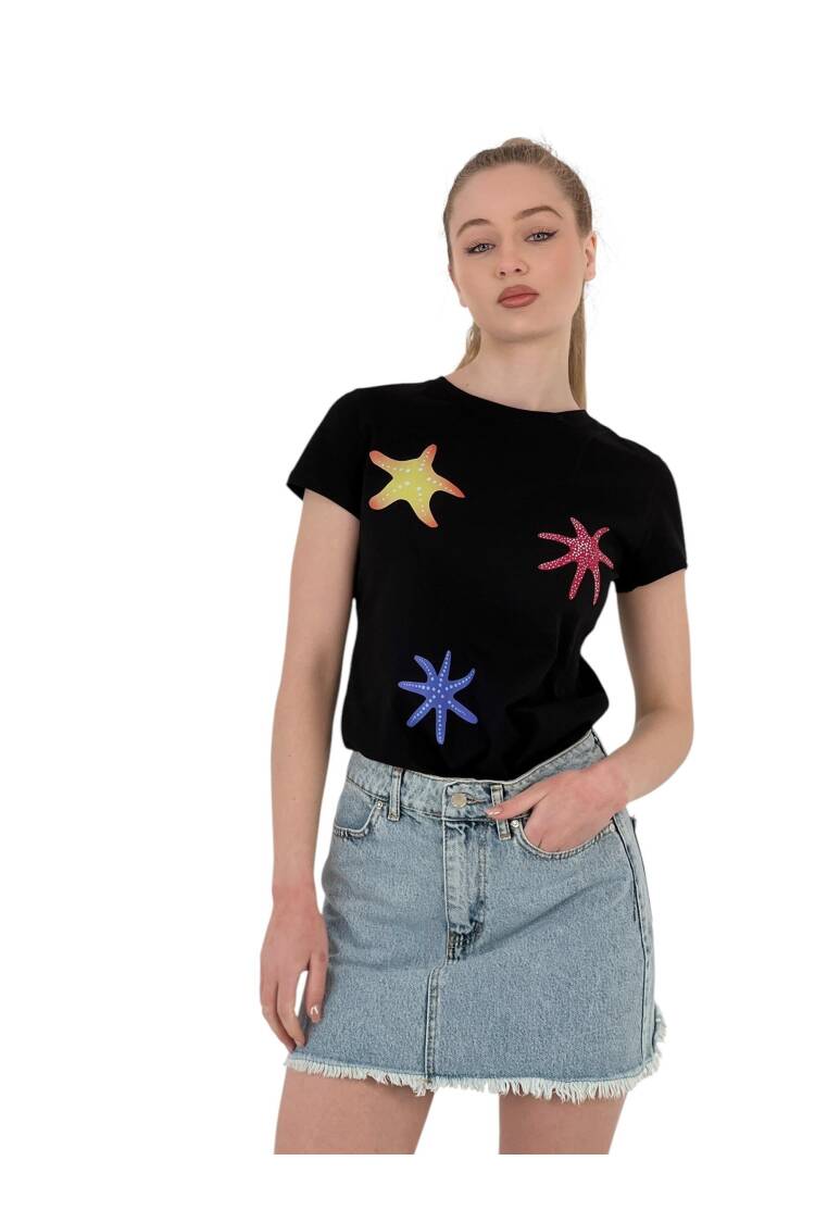 Star Printed Short Sleeve SummerT-Shirt