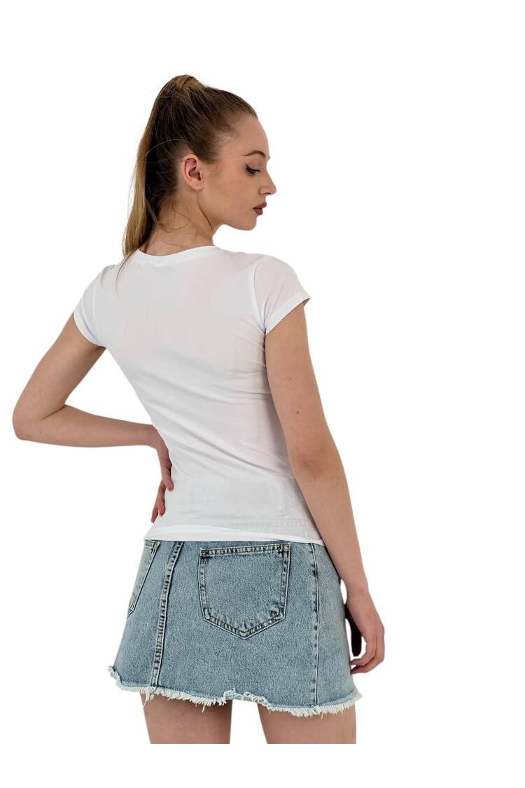 Summer Printed Short Sleeve Skinny Black T-Shirt