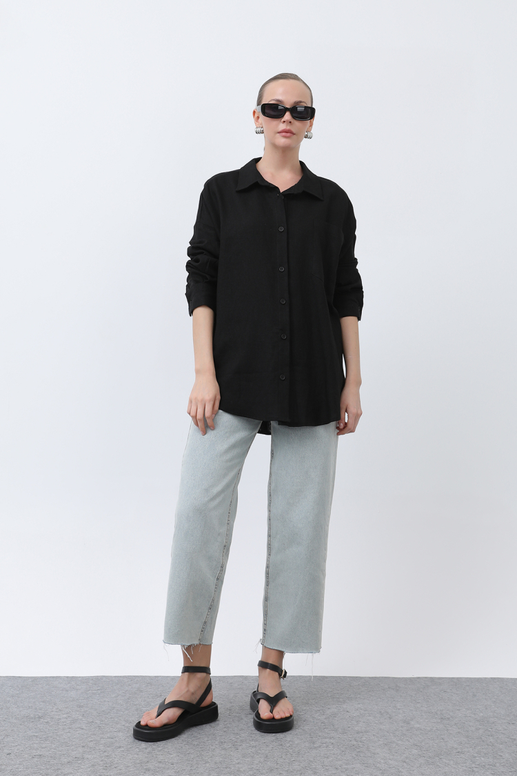 Women's Basic Linen Shirt - SOUL - Globality Store - Women Clothes Wholesale Turkey