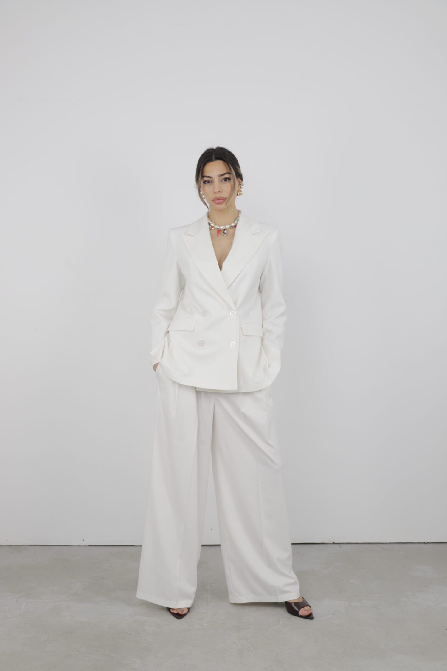 Trousers Pleated Slaze - Cream Rouge - Globality Store - Women Clothes Wholesale Turkey