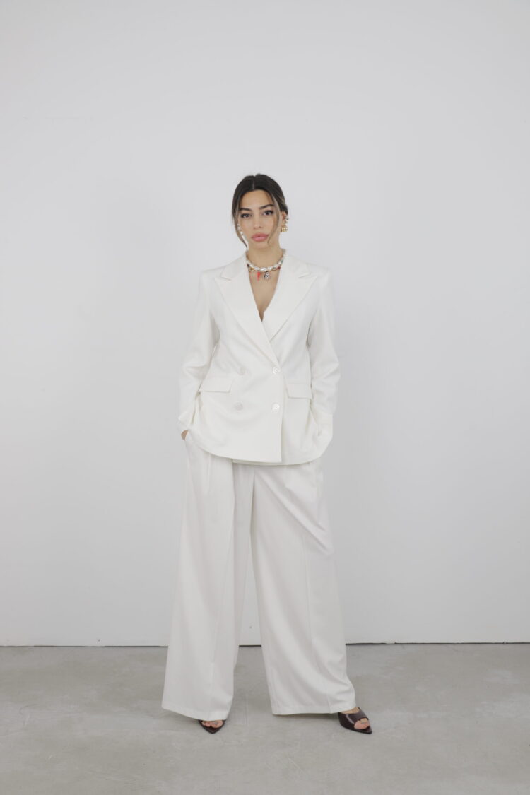 Trousers Pleated Slaze - Cream Rouge - Globality Store - Women Clothes Wholesale Turkey