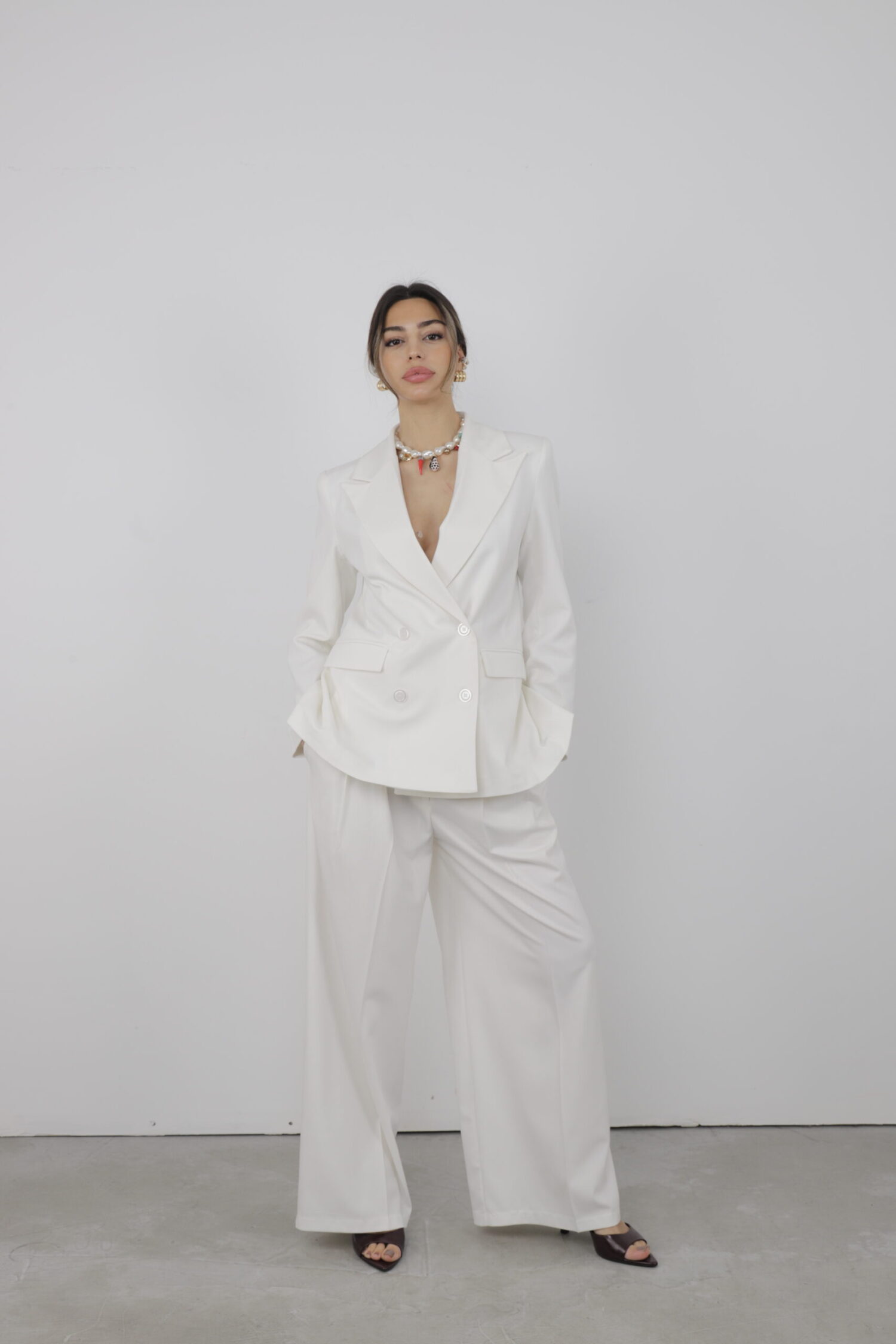 Trousers Pleated Slaze - Cream Rouge - Globality Store - Women Clothes Wholesale Turkey