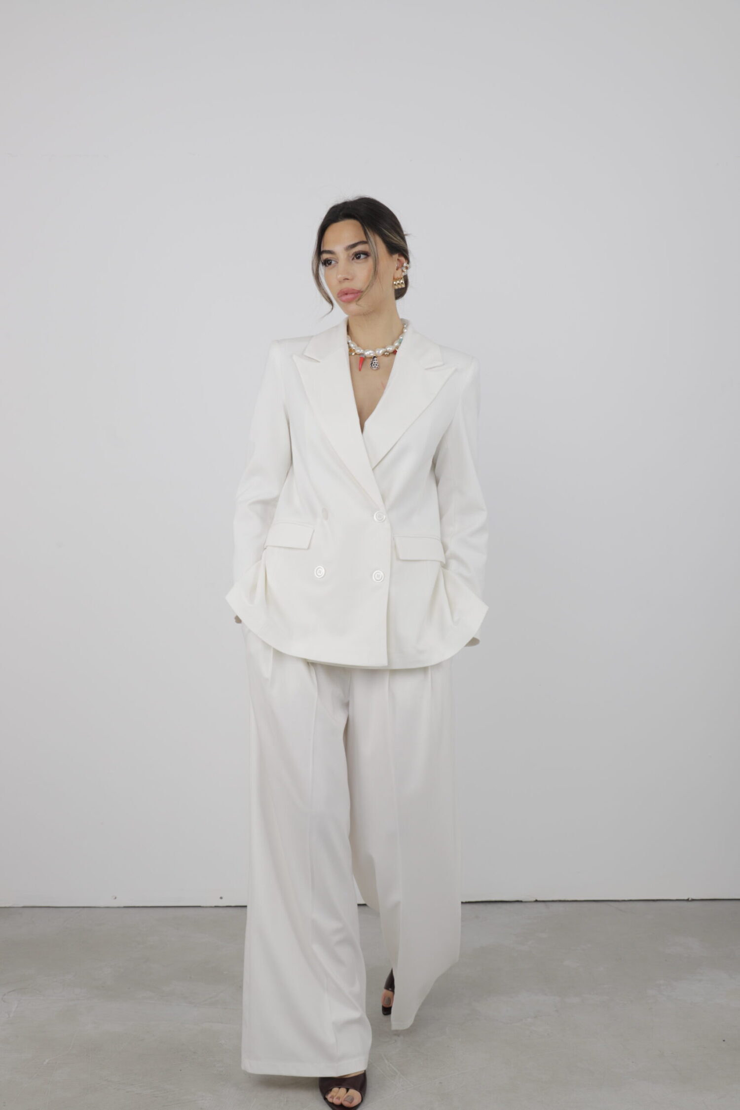 Trousers Pleated Slaze - Cream Rouge - Globality Store - Women Clothes Wholesale Turkey