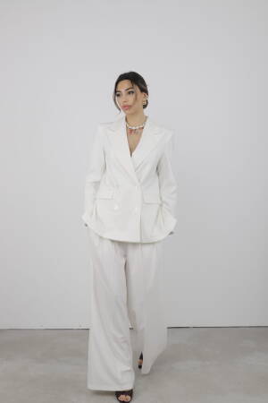 Trousers Pleated Slaze - Cream Rouge - Globality Store - Women Clothes Wholesale Turkey